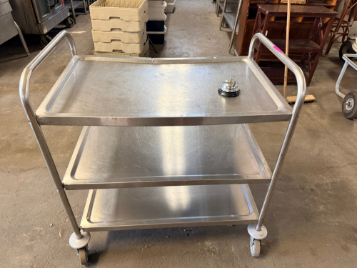 THREE TIER STAINLESS UTILITY CART.