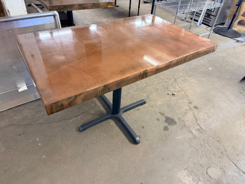 30" X 48" WOOD TOP TABLE W/ BASE.