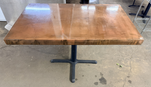 30" X 48" WOOD TOP TABLE W/ BASE.