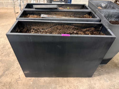 (3) 36" X 10" BLACK PLASTIC PLANTERS.
