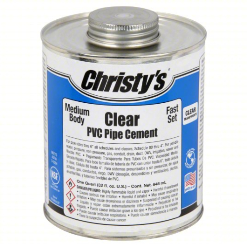 (4) CLEAR MED. BODY PVC PIPE CEMENT