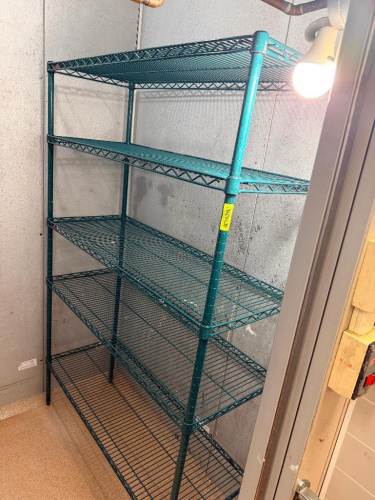 48" X 18" FIVE TIER COATED WIRE SHELF.