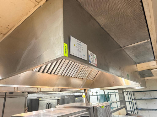 34' OF CAPTIVE AIRE STAINLESS EXHAUST HOOD SYSTEM W/ MAKE UP AIR AND (3) EXHAUST FANS. COMES IN (4) SECTIONS.