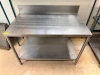 48" X 30" STAINLESS TABLE W/ 4" BACK SPLASH.