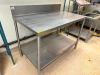 48" X 30" STAINLESS TABLE W/ 4" BACK SPLASH. - 2