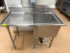48" SINGLE WELL STAINLESS PREP SINK W/ LEFT SIDE DRY BOARD.