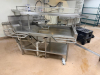 8' X 4' X 6' " U " SHAPED STAINLESS LEFT SIDE SOIL TABLE W/ SPRAYER STATION, RISER SHELF, AND WASH SINK. - 9