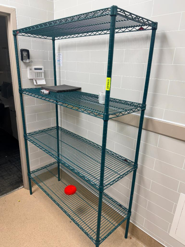 48" X 18" FOUR TIER COATED WIRE RACK.