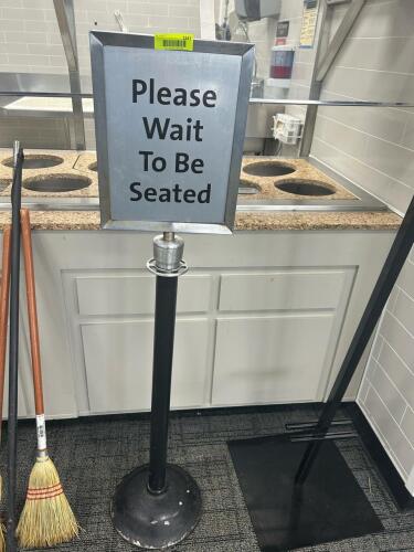 (1) SIGN WIHT STAND AND (1) STAND