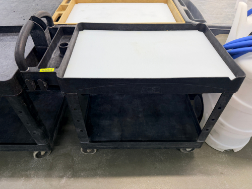 TWO TIER HEAVY DUTY PLASTIC UTILITY CART.