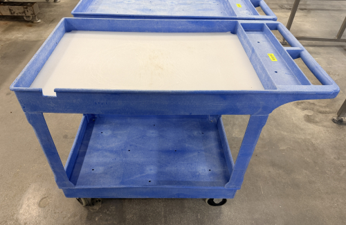 TWO TIER HEAVY DUTY PLASTIC UTILITY CART.