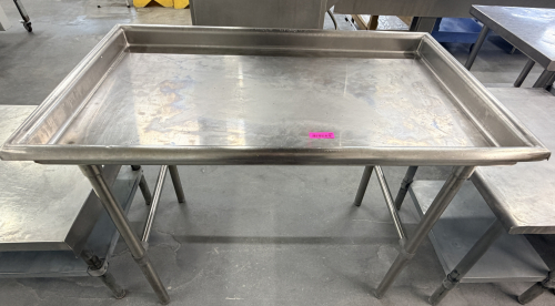 48" X 30" STAINLESS PRODUCTION TABLE W/ 4" SURROUND SPLASH