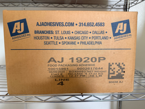(4) CASES OF AJ 1920P FOOD PACKAGING ADHESIVES