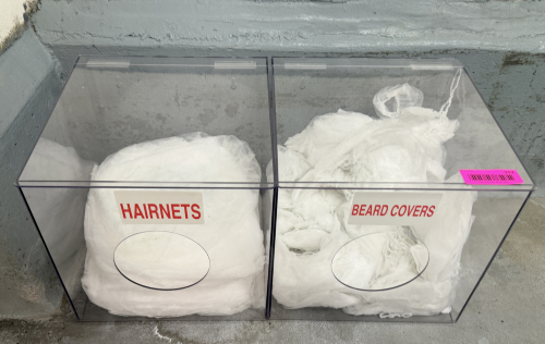 (2) PLEXI GLASS BOUFANNT CAP DISPENSERS.