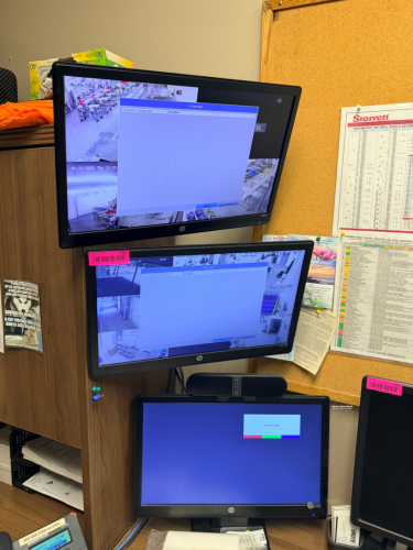 (3) 17" MONITORS W/ WALL MOUNTS.