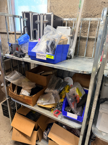 CONTENTS OF (2) CARTS - PRODUCTION LINE HARDWARE AND PARTS.