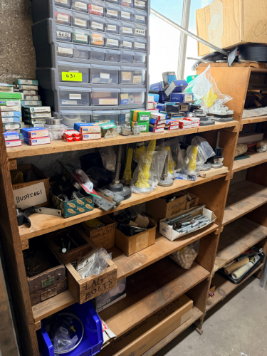 CONTENTS WOODEN RACK- PRODUCTION LINE HARDWARE AND PARTS.