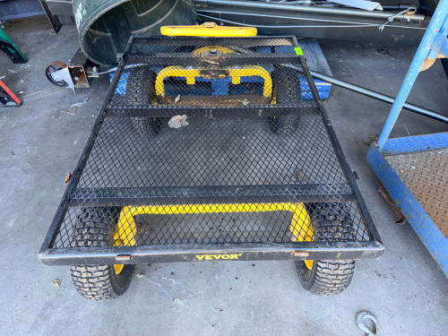 VEVOR 48" METAL PLATFORM CART W/ TURF TIRES.