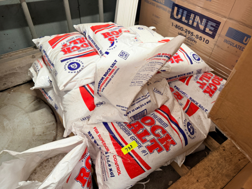 (15) 40 LB. BAGS OF ROCK SALT.