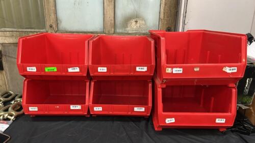(6) ASSORTED STACKABLE BINS