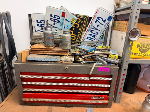 CRAFTSMAN SIX DRAWER TOOL BOX W/ CONTENTS - ASSORTED HAND TOOLS.
