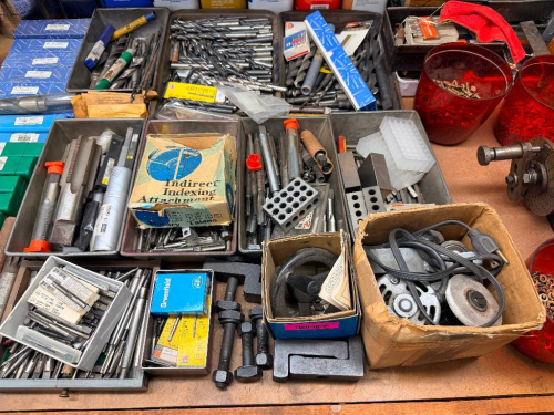 (1) LOT OF ASSORTED HARDWARE AND DRILL BITS