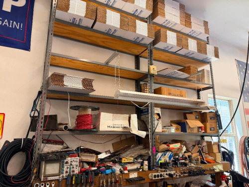 (2) 48" X 12" FIVE TIER METAL SHELVES.