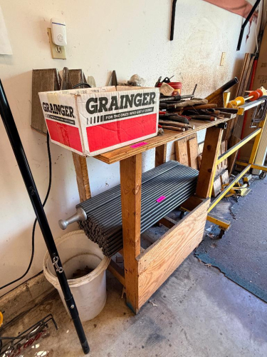 36" WOODEN FABRICATION TABLE.