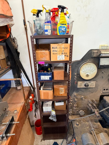 12" X 12" METAL SHELF W/ CONTENTS