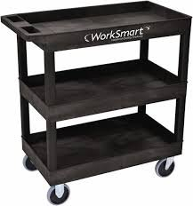 (1) PLASTIC 3 SHELF ROLLING CART
