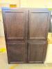 DARK ESPRESSO FINISH KITCHEN CABINET SET CONSISTING OF MULTIPLE WALL AND BASE CABINET SECTIONS WITH RAISED PANEL DOORS, ADJUSTABLE INTERIOR SHELVING, AND MATCHING DRAWER COMPONENTS. LOT INCLUDES ASSORTED CABINET BOXES, DOORS, AND DRAWER UNITS AS SHOWN.