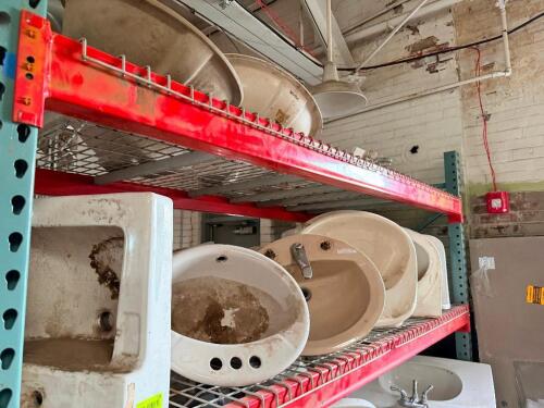 CONTENTS OF PALLET RACKING - RECLAIMED VINTAGE VANITY SINKS