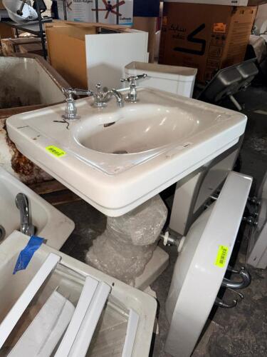 (2) PORCELAIN PEDESTAL SINKS.