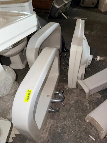 (2) PORCELAIN PEDESTAL SINKS.