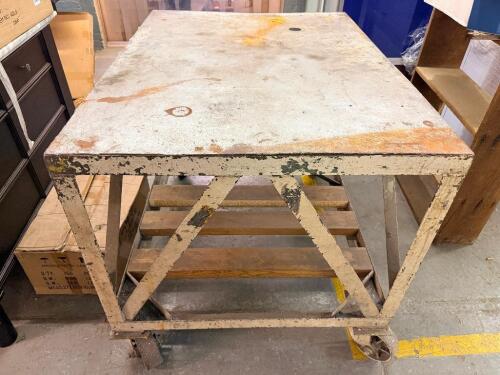 36 X 40" METAL TABLE ON CASTERS.