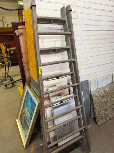 VINTAGE 6' WOODEN LADDER.