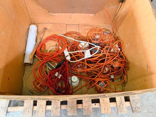 PARTIAL GAYLORD OF ASSORTED EXTENSION CORDS AND WORK LIGHTS,