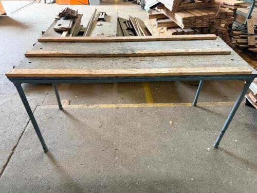 48" X 20" WOOD AND METAL FABRICATION TABLE