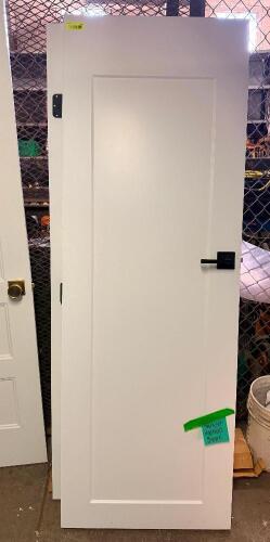 NEW WHITE INTERIOR DOOR W/ HARDWARE.