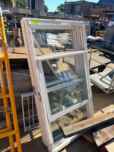 (2) WHITE VINYL DOUBLE-HUNG WINDOW. FEATURES INSULATED GLASS, TILT-IN SASHES, AND NAILING FLANGE.