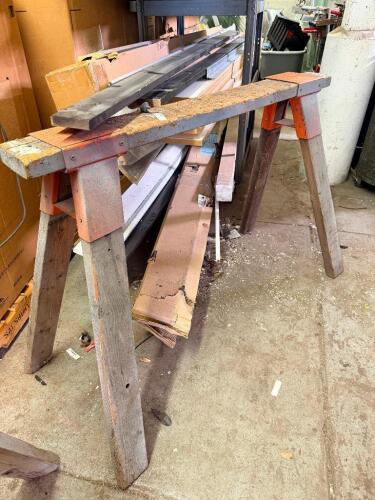 (4) WOODEN SAW HORSES