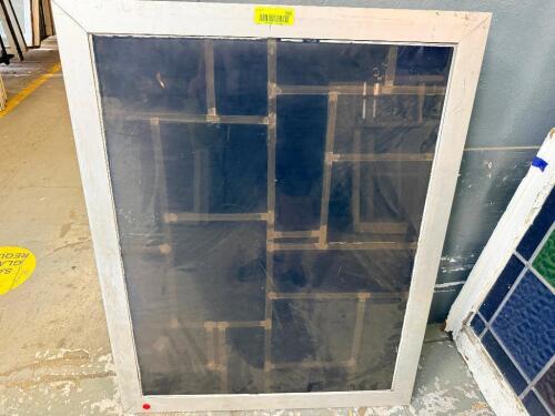 VINTAGE STAINED GLASS WINDOW W/ FRAME