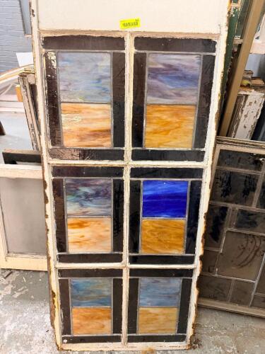 VINTAGE STAINED GLASS WINDOW W/ FRAME