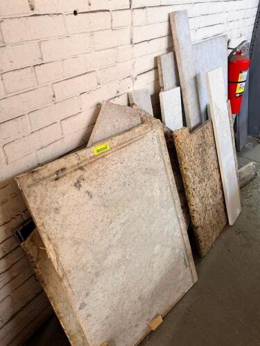 (1) LOT OF ASSORTED STONE COUNTER TOP PIECES.