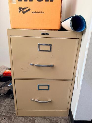 TWO DRAWER METAL FILE CABINET ( TAN )