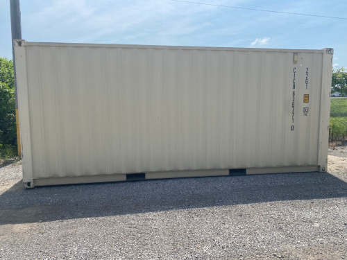 20-FT STANDARD DRY SHIPPING CONTAINER WITH STEEL CONSTRUCTION, DOUBLE SWING LOCKING DOORS, AND MARINE-GRADE PLYWOOD FLOORING.
