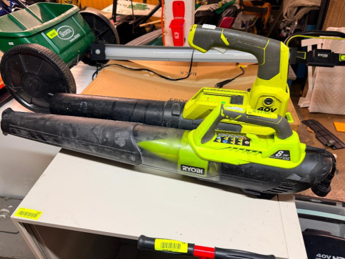 (1) RYOBI ELECTRIC BLOWER AND (1) RYOBI PORTABLE BLOWER.