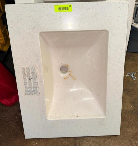 24" SOLID SURFACE RECTANGULAR VANITY TOP WITH INTEGRATED SINK.