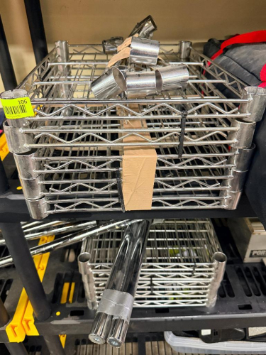 12" X 12" EIGHT TIER WIRE SHELF W/ POLES.