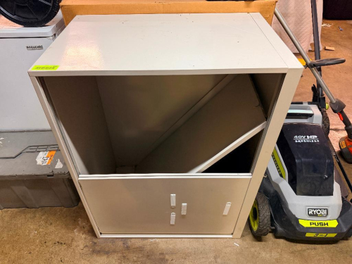 TWO DOOR METAL CABINET.